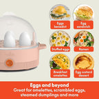bella Electric Egg Cooker, 7 Eggs Capacity Tray, Single Stack, for Poached, Scrambled, Hard, Medium & Soft Boiled Eggs, Omelets and Steamed Dumplings, Auto Shutoff, 360 Watt, Blossom