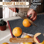 Kikcoin Plastic Cutting Boards for Kitchen, 3-Piece Large Cutting Board Set Dishwasher Safe Chopping Boards with Non-slip Feet and Juice Grooves, Red