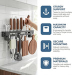 Wall Mount Utensil Rack, 15.7inch Pot Hangers for Kitchen, Kitchen Utensil Hanger for Spoons, Knives, Forks, Chopsticks, Knife Rack