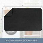 S&T INC. Dish Drying Mat Jumbo, 18” x 30”, Absorbent Microfiber Kitchen Counter Mat, Dish Drying Pad for Dishes, Utensils, Pots and Pans, Jumbo, Black