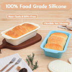 Nonstick Silicone Bread Loaf Pan: 9.5 x 5 Inch Bread Pan for Homemade Rye with Metal Frame - Loaf Mold for Baking Oven - Housewife Baker Home Baking Enthusiasts (Beige & Mint Green)