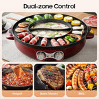2 in 1 Hot Pot with Grill,Electric Smokeless Grill and Hot Pot BBQ Grill Soup Shabu Pot Household Electric Barbecue Plate Frying Cook Grill,2200W