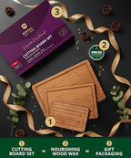 ROYAL CRAFT WOOD Wooden Cutting Boards for Kitchen Meal Prep & Serving - Bamboo Wood Serving Board Set with Deep Juice Groove Side Handles - Charcuterie & Chopping Butcher Block for Meat