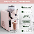 GreenPan Frost Ice Cream Maker & Slushie Machine, Soft Serve, Sorbet, Margaritas, Milkshakes, Frozen Yogurt, No Pre-Freezing, Ready in 15 Mins, 6 Modes, 7 Textures, Self-Cleaning, Family Size, Pink