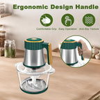 Food Processor, 5-Speed Electric Food Chopper, Meat Grinder with 2 Bowls (8 Cup+8 Cup) & 2 Sets of Blades, Meat Processor for Meat, Vegetables, Fruits and Nuts (Green)