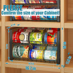 JKsmart 2-Tier Stackable Rack Organizer for Pantry, Adjustable Dispenser Holds Up to 88 Cans, Storage Holder for Various Ounces of Canned Drinks, Black, 3 Pack