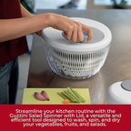 GUZZINI 10" Salad Spinner with Lid - White, Wash, Spin & Dry Vegetables, Fruits, Salad, Built in Draining - Fruit Washer Fruit Dryer, Home Gadgets & Kitchen Tools