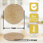 Trivets for Hot Dishes, Hot Pads for Kitchen, 7'' Trivets for Hot Pots and Pans, Pot Holders for Kitchen, Pot Holders Heat Resistant 4-Pcs, Kitchen Essentials for New Home (Brown)