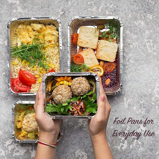 Stock Your Home 1 lb Small Aluminum Pans with Lids (50 Pack), Foil Pans with Clear Plastic Lids, Disposable Cookware & Takeout Trays for Restaurants & Catering