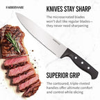 Farberware 22-Piece Never Needs Sharpening Triple Rivet High-Carbon Stainless Steel Knife Block and Kitchen Tool Set, Black, Durable AND Precision Cutlery