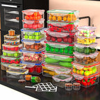 70 Pcs Large Food Storage Containers with Lids Airtight-2500ML to Small Box,Total 22812 ML Stackable Kitchen Bowls Set(35 Containers,35 Lids)-BPA Free Leak proof Plastic Boxes-Microwave safe