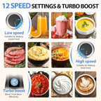 KOIOS Immersion Blender, 1000W Anti-scratch 3-in-1 Hand Blender, Upgraded 12 Speed Stainless Steel Blade Stick Blender with Turbo Mode, Whisk and Milk Frother, Non-BPA, Black