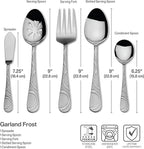 Pfaltzgraff Garland Frost Silverware Set 53-Piece, 18/0 Stainless Steel Flatware Set Service for 8 with Hostess Serving Utensils, Dishwasher Safe Cutlery Set