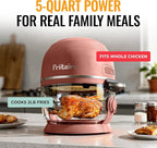 Non Toxic Air Fryer™ Pro | 9-in-1 Glass Air Fryer | Self-Cleaning | 5 Quart | Rotisserie and Tumbler | 400F Vortex For Even Cooking, BPA-Free Teflon Free, Recrisp, Roast, Bake, Mauve Rose