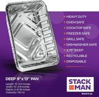 Aluminum Pans 9x13 Disposable Aluminum Foil Pans [100-Bulk-Pack] Large Baking Pan Trays - Heavy Duty Half Size Chafing Dishes. Food Containers for Roasting, Cooking, Heating or Steam Table…