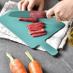 Plastic Cutting Boards for Kitchen, 4-Pieces Cutting Board With Food Icons And Storage Stand, Easy Grip Handle, Professional Chopping Board Set for Meat, Veggies, Fruits（12.9"X 9.4" X 3.1")