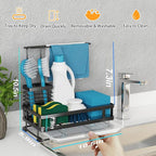 Godboat Kitchen Sink Organizer with Brush Rack, 304 Stainless Steel Dish Soap Dispenser, Sponge Holder for Kitchen Sink, Sink Caddy with Drain-Pan, Cool Kitchen Gadgets & Gifts for Women, Christmas