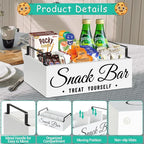 Snack Organizer for Countertop, Wood Pantry Storage Bins with Handles, Snack Bar Organizer for Pantry Shelf, Kitchen, 4 Compartment Food Container Snack Box, Pantry Organizer for Snacks, Chips