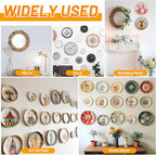 14 Pcs Silver Invisible Plate Hangers for The Wall - 4/6/8/10 Inch Stainless Steel Decorative Plate Holers for Display, Artwork & Home Decor (with 14 Wall Hooks & 56 Tip Protectors & Guide)