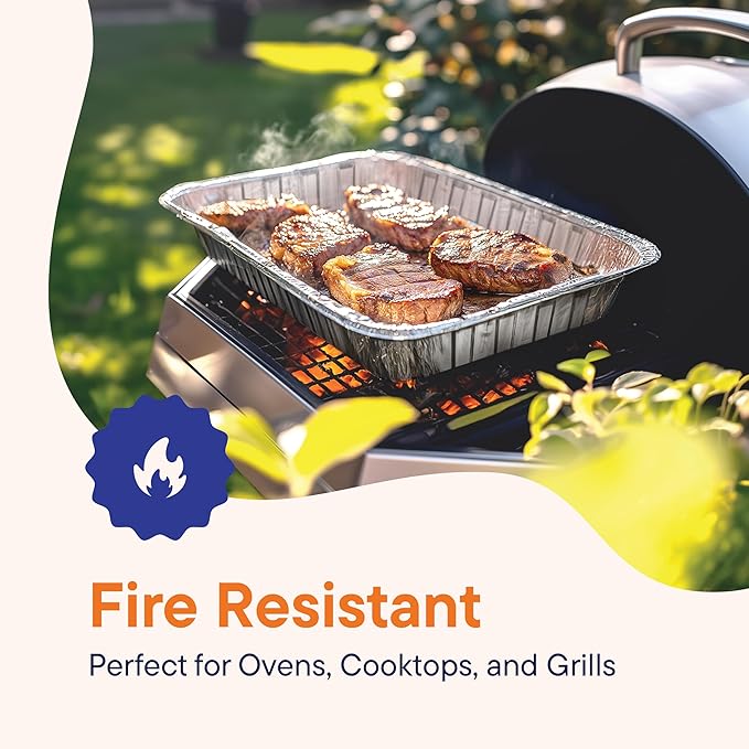 Aluminum Pans 9x13 Disposable Aluminum Foil Pans [10-Pack] Large Baking Pan Trays - Heavy Duty Tin Tray Half Size Chafing Dishes. Food Containers for Roasting, Cooking, Heating or Steam Table