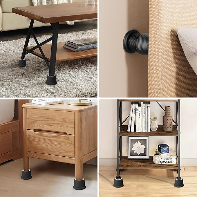 Microwave Risers - Adjustable Height (1.6in-2.6in) Microwave Oven Feet, 4-Pack Non-Slip Microwave Cooling Stand for Small Appliances (Microwave, Air Fryer) & Furniture (Sofa, Table) Black