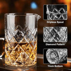 2 Pack Cocktail Mixing Glass, 18.5oz Crystal Mixing Glasses, Thick Bottom Accessories for Whiskey Manhattan Martini