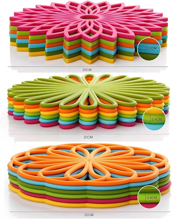 ME.FAN Silicone Trivet Mat - Kitchen Hot Pads for Pots & Dish - Insulated Teapot Trivet - Flexible, Durable, Non-Slip Large Coasters 3 Set Desert Sage