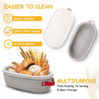 Dimpola Banneton Bread Proofing Basket - Cotton Oval Banneton Basket Set of 2 Sourdough Proofing Baskets Round Proofing Bowls Handmade Rattan Baskets and Liners