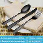 30 Pcs Black Silverware Set, Stainless Steel Flatware Set Service for 6, Mirror Polished Cutlery Utensil Set, Durable Home Kitchen Eating Tableware Set, Include Fork Knife Spoon Set, Dishwasher Safe