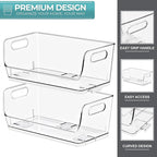 Sorbus Stackable Storage Bins Open Front, Clear Stackable Storage Bins, Pantry Bins for Storage and Organization, Acrylic Stackable Bins for Kitchen, Clear Pantry Organizer Bins (Small Wide 6 Pack)