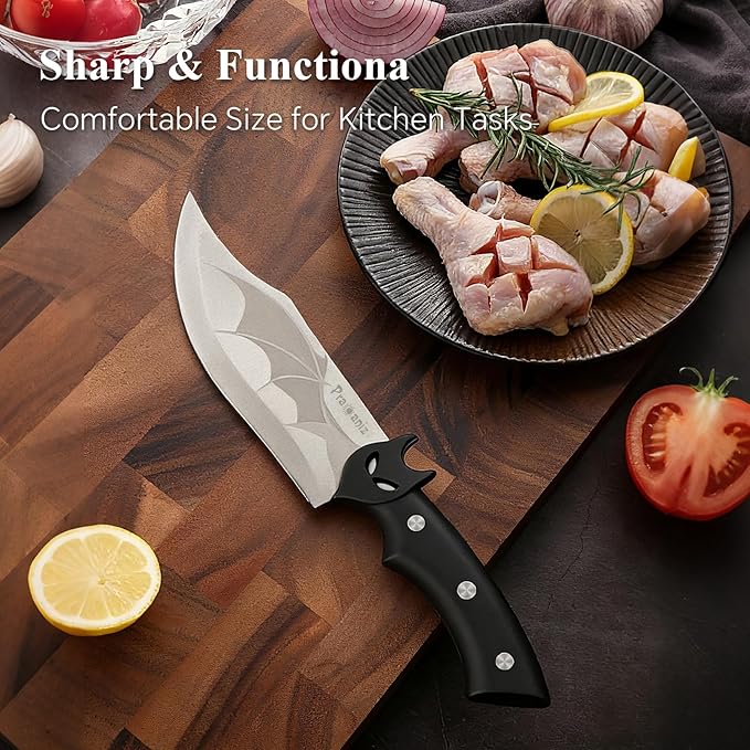 Pracaniz Bat Design Kitchen Knife - Unique Gothic Themed Cutlery, Stainless Steel Blade with Decorative Handle for Cooking and Collecting