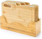 ZENFUN 4 Pack 12.5"L x 9.8"W Bamboo Cutting Boards with Holder, Wood Cutting Board Set, Chopping Boards Set with Food Icons, Kitchen Cutting Board Ideal for Meat, Fish, Bread, Vegetable, Fruit