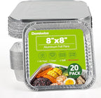 Thickened 20 Pack Heavy Duty Aluminum Pans with Lids, 8x8 Square Disposable Aluminum Baking Pans, Small Foil Pans with lids for Cooking, Meal Prep, Catering, Events, Carton Packaging