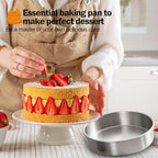 6 Inch Cake Pans Set of 3 with 100 Pieces Parchment Paper, Stainless Steel Baking Pan For Layered Cakes, Smash Cake Pans Mirror Finish Dishwasher Safe Small Cake Pan Set Cake Mold