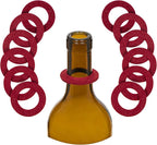 The Wine Drip Ring | Set of 12 | Felt Leak Stopper Accessories | Disposable No Spill Catcher | Bottle Collars Gadgets for Bar, Kitchen, Party | Clever Dripper Guard Holder Tools | Great Gift | Red