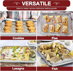 TeamFar Stainless Steel Baking Sheet with Rack Set, 17.6/16/12.5 Inch Cookie Sheets Baking Pans and Cooling Racks for Cooking Serving, Non-Toxic & Heavy Duty, Dishwasher Safe, 6 PCS (3 Pans + 3 Racks)