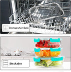 VERONES 10Pack Glass Meal Prep Containers, Airtight Glass Lunch Containers,Stackable Glass Food Storage Containers Set with Lids,Exclusive of BPA, for Microwave,Oven, Freezer&Dishwasher Friendly,Green