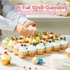 Gencywe (24 Pack x 10 Sets) Stackable Cupcake Carrier Holders with 240 Pack Cupcake Liners, Plastic Cupcake Boxes Holders for 24 Cupcakes, High Tall Dome Lid Cupcake Containers, Clear Cupcake Trays