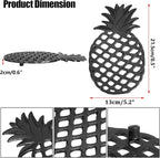Sumnacon 2 Pack Cast Iron Trivets for Hot Dishes, Pots and Pans - Decorative Pineapple Trivet with Non-Slip Rubber Pegs Rustic Metal Pot Holders for Kitchen Countertop Dining Table Home Decor, Black