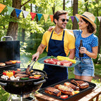 Grilling Prep & Serve Trays for Party- Set of 2, Large Serving Platters for Raw and Cooked Food, Dishwasher Safe, 17"×10.5" Stackable Plastic Party Supplies for Grilling, BBQ, Meal Prep - Green, Black