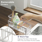 SWTYMIKI Sponge Holder for Kitchen Sink - Sink Caddy with Brush Holder Self-draining Sponge Caddy Organizer with Divider Stainless Steel Kitchen Accessories Storage for Countertop, Sand Nickel