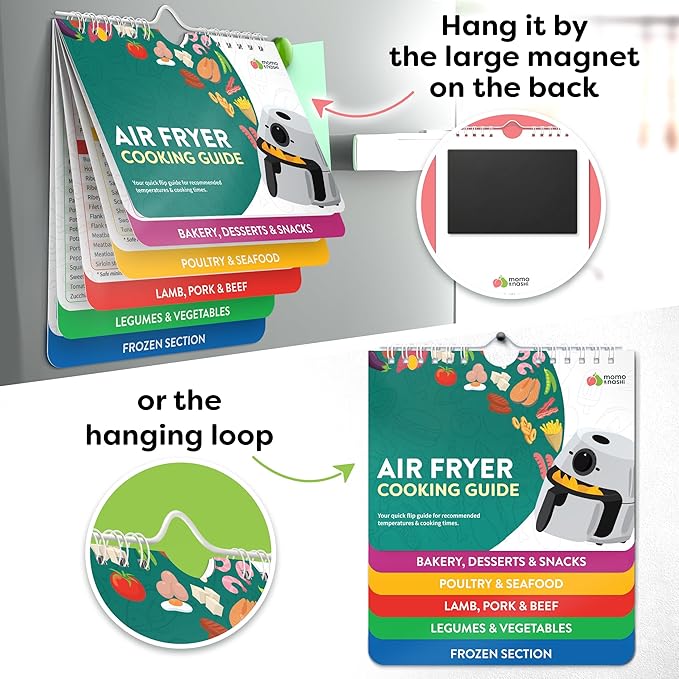 Air Fryer Cheat Sheet Magnets Cooking Guide Booklet - Air Fryer Cookbooks, Air Fryer Liners - Air Fryers Kitchen Gifts Gadgets 2026 - Air Fryer Accessories, Kitchen Gadgets Gifts for Mom Wife Grandma