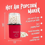 Nostalgia 8-Cup Hot Air Popcorn Maker & Bowl - 2-In-1 Bowl & Lid, 2 oz Measuring Cup - Oil-Free Pop Corn for Movie Night, Snacks, Birthday Parties, and More - Red