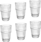 Bormioli Rocco Barshine 12.88 oz. Long Drink Stackable Tempered Drinking Glasses, Set of 6, Clear