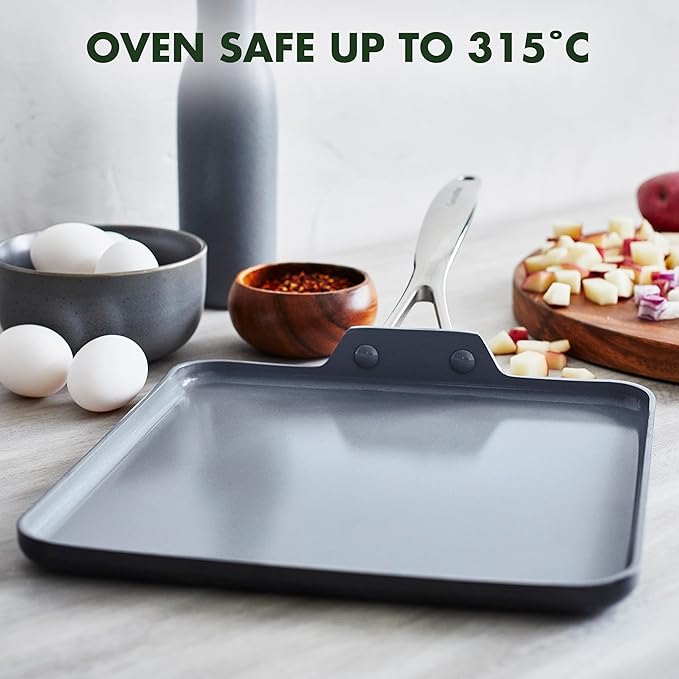 GreenPan Valencia Pro Hard Anodized Healthy Ceramic Nonstick 11" Griddle Pan, PFAS-Free, Induction, Dishwasher Safe, Oven Safe, Gray
