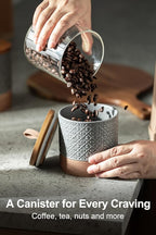 Miamolo Ceramic Spice Jars with Lids, Coffee Canister with Airtight Lid, Small Kitchen Food Storage Jars for Spice Sugar Tea Bag, Stackable Decor Kitchen Jar for Counter - Gray & 20 fl.oz