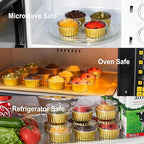 100Pcs 2-Layers Aluminium Foil Cups with Lids, Golden 5oz Disposable Baking Molds, Chocolate Tarts, Muffin Cupcake Cheesecake Liners Pudding Milk Jelly Containers for Christmas Party