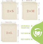 MAQIHAN 6 Pack Reusable Produce Bags Cotton Mesh Produce Bags Mesh Storage Produce Bags Reusable Durable Double Stitched With Drawstring Produce Bag For Vegetables,Fruit & Grocery Shopping (2L,2M,2S)