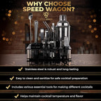 Mixology Bartender Kit – 24 Piece Gun Metal Cocktail Shaker Set w/Stand – Essential Home Bar Accessories Martini Shaker, Jigger, Muddler, Chilling Cubes & More