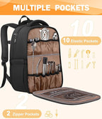 PEKREWS Bartender Bag, Travel Bartending Backpack for Carrying Bar Kit, Portable Bar Bag for Tools Set Storage Cocktail Shaker and Wine Bottle Carrier, Professional Mixology Gift (Backpack Only)